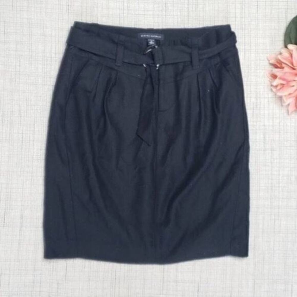 Banana Republic Women's Pleated Wool Mini Skirt In Black Size 0